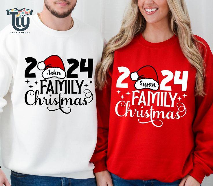 Custom 2024 Family Name Sweatshirt, Matching Family Christmas Sweatshirt, Family Pajamas Christmas Sweatshirt, Merry Christmas,Xmas Mom Gift