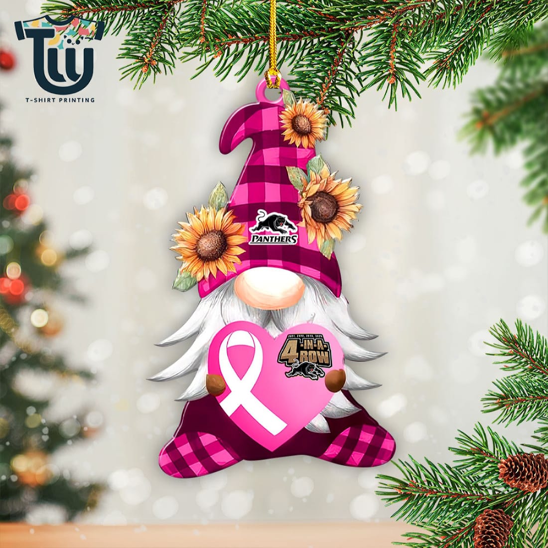 Breast Cancer Awareness X Penrith Panthers Custom Shape Ornament Breast Cancer Awareness X Penrith Panthers Custom Shape Ornament