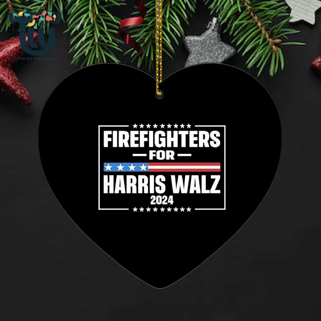 Firefighters For Harris Walz 2024 Christmas Ornament Firefighters For Harris Walz 2024 Christmas Ornament