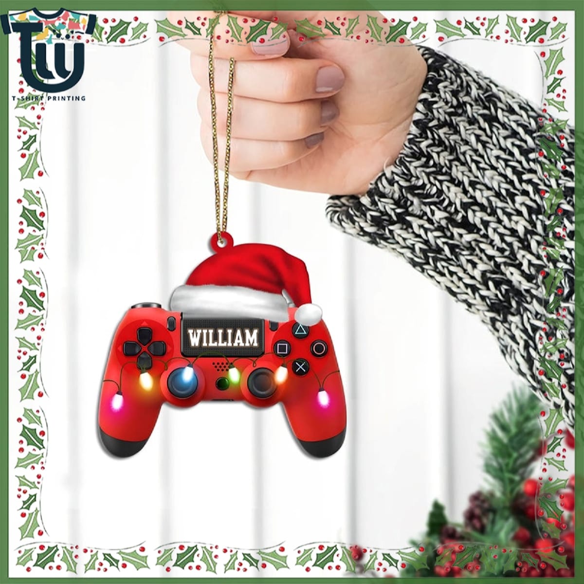 Personalized Name Gaming Hand Play Christmas Light Gaming Ornament Personalized Name Gaming Hand Play Christmas Light Gaming Ornament