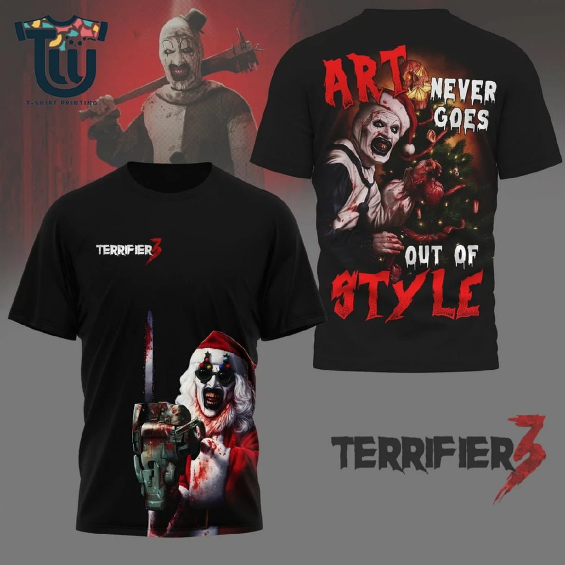 Terrifier 3 Horror Movie 3d T-shirt Terrifier 3 Horror Movie 3d T-shirt