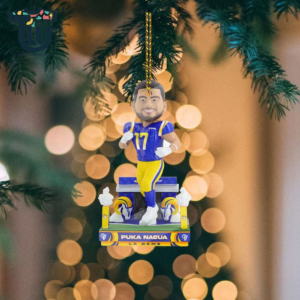 Puka Nacua Los Angeles Rams Tunnel Entrance Bobblehead Ornament Puka Nacua Los Angeles Rams Tunnel Entrance Bobblehead Ornament
