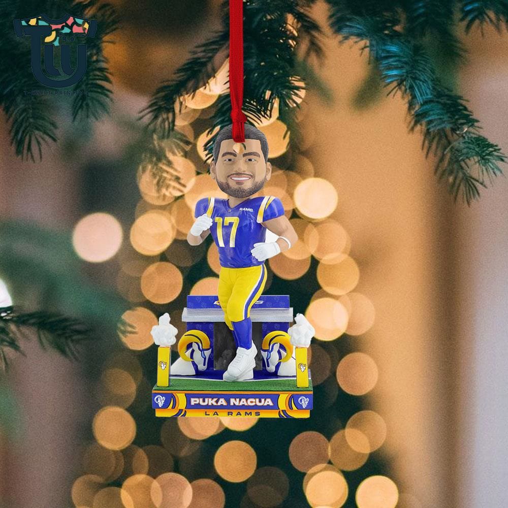 Puka Nacua Los Angeles Rams Tunnel Entrance Bobblehead Ornament Puka Nacua Los Angeles Rams Tunnel Entrance Bobblehead Ornament