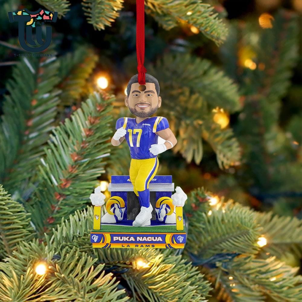 Puka Nacua Los Angeles Rams Tunnel Entrance Bobblehead Ornament Puka Nacua Los Angeles Rams Tunnel Entrance Bobblehead Ornament