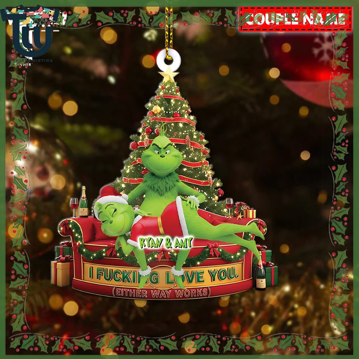 Personalized Green Monster Couple I Love You Either Way Works Christmas Ornament Personalized Green Monster Couple I Love You Either Way Works Christmas Ornament