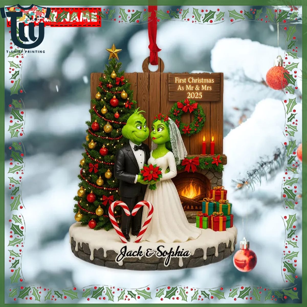 Personalized Merry Grinchmas Mr Mrs Anniversary Christmas Ornament Personalized Merry Grinchmas Mr Mrs Anniversary Christmas Ornament