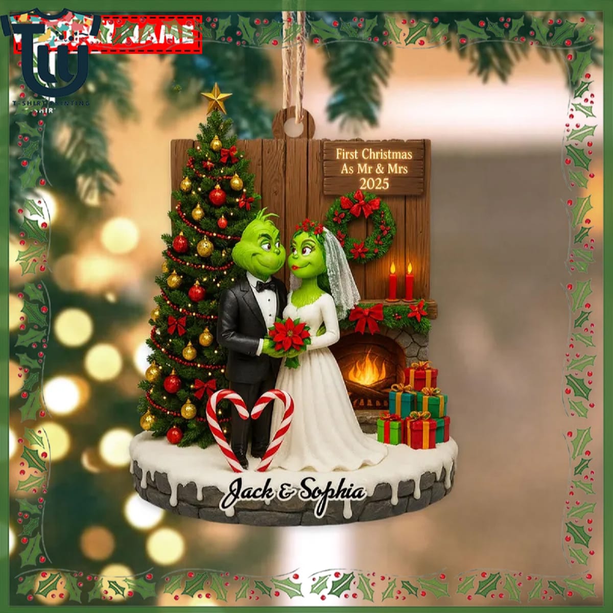 Personalized Merry Grinchmas Mr Mrs Anniversary Christmas Ornament Personalized Merry Grinchmas Mr Mrs Anniversary Christmas Ornament