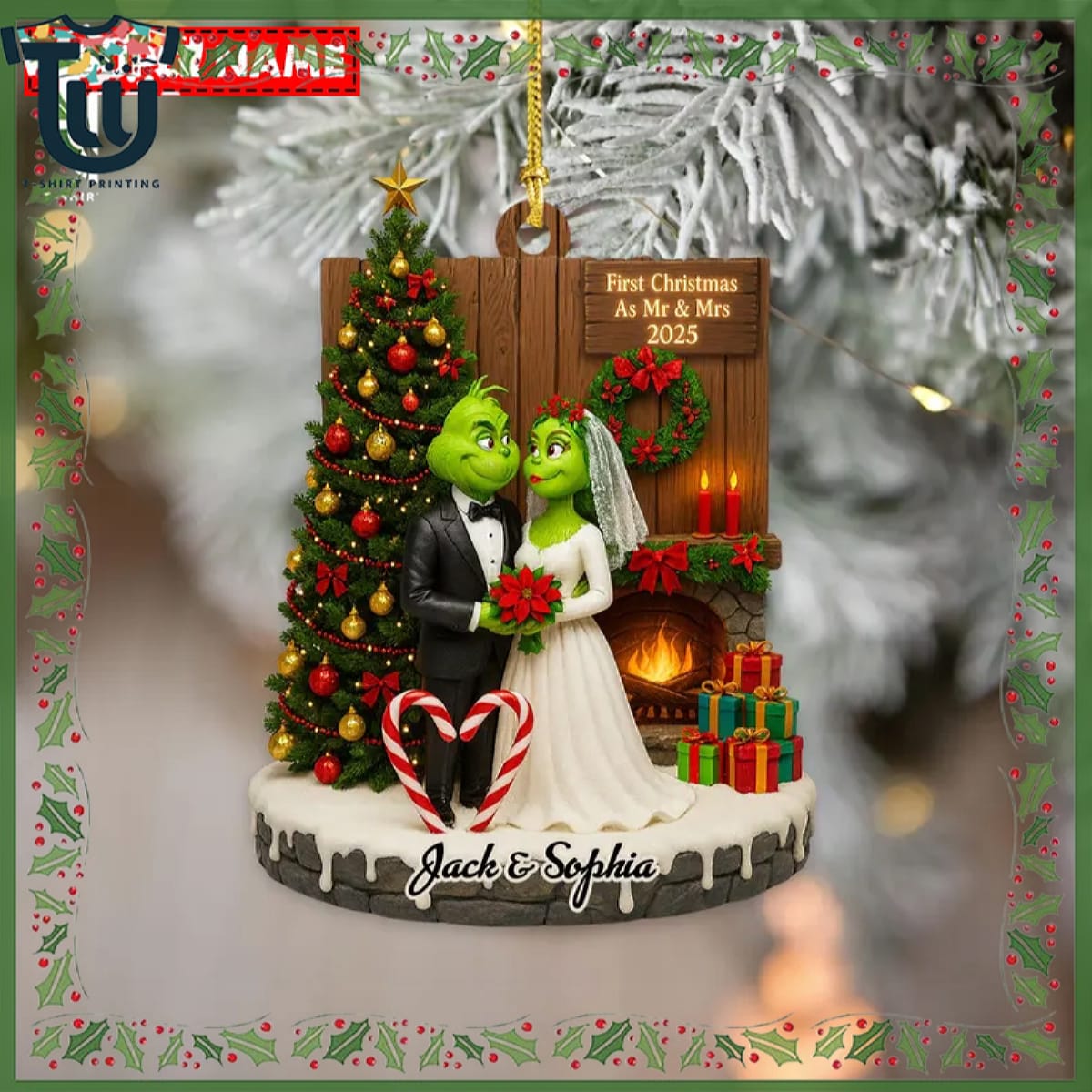 Personalized Merry Grinchmas Mr Mrs Anniversary Christmas Ornament Personalized Merry Grinchmas Mr Mrs Anniversary Christmas Ornament
