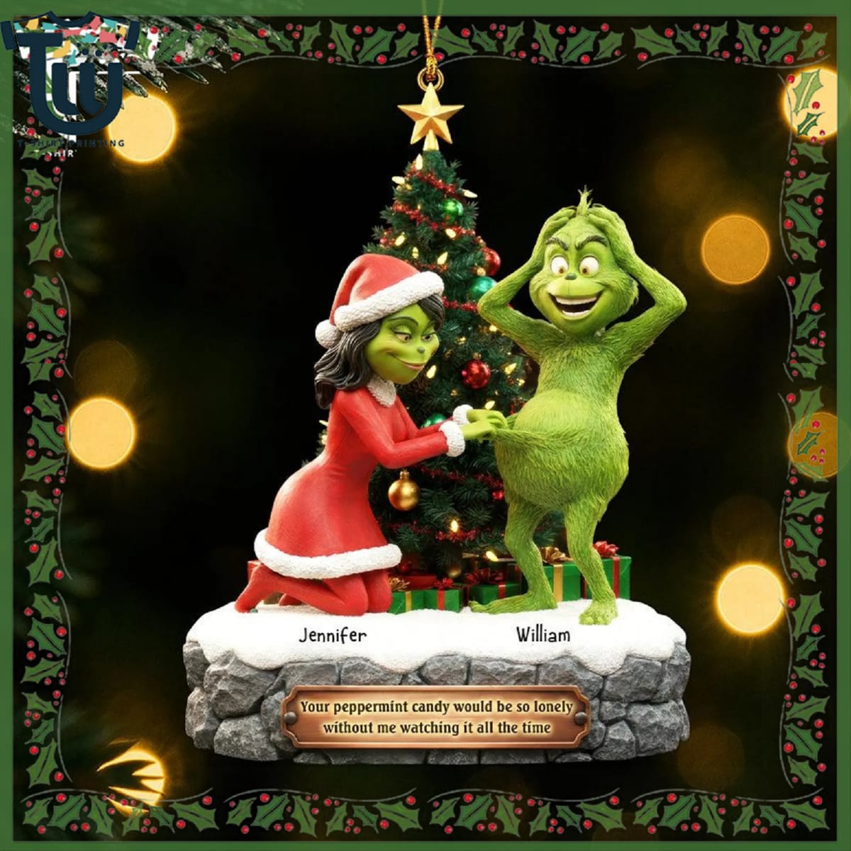 Personalized Naughty Grinchmas Couple Christmas Ornament Personalized Naughty Grinchmas Couple Christmas Ornament