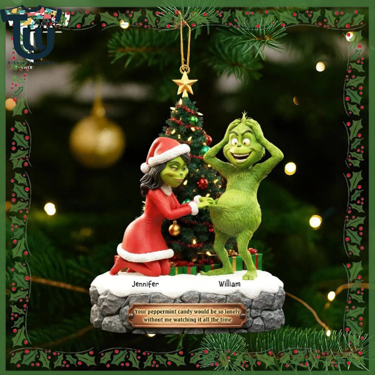 Personalized Naughty Grinchmas Couple Christmas Ornament Personalized Naughty Grinchmas Couple Christmas Ornament