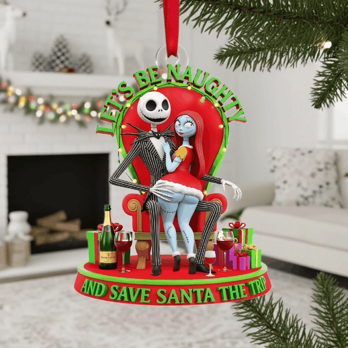 Personalized Nightmare Lets Be Naughty Couple Ornament Personalized Nightmare Lets Be Naughty Couple Ornament