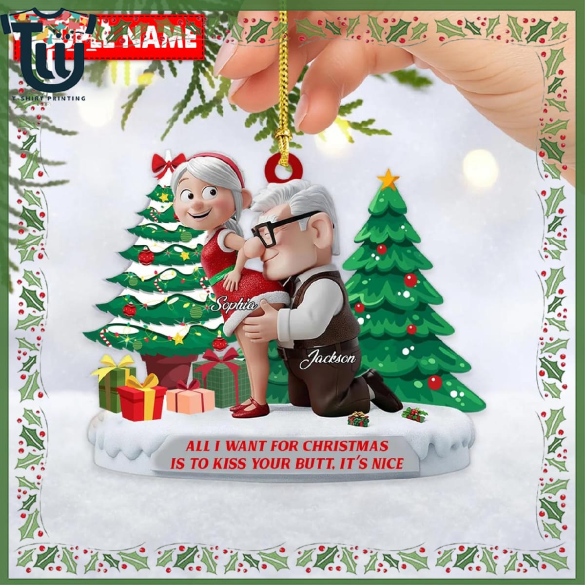 Personalized Old Couple Funny Christmas Ornament Personalized Old Couple Funny Christmas Ornament