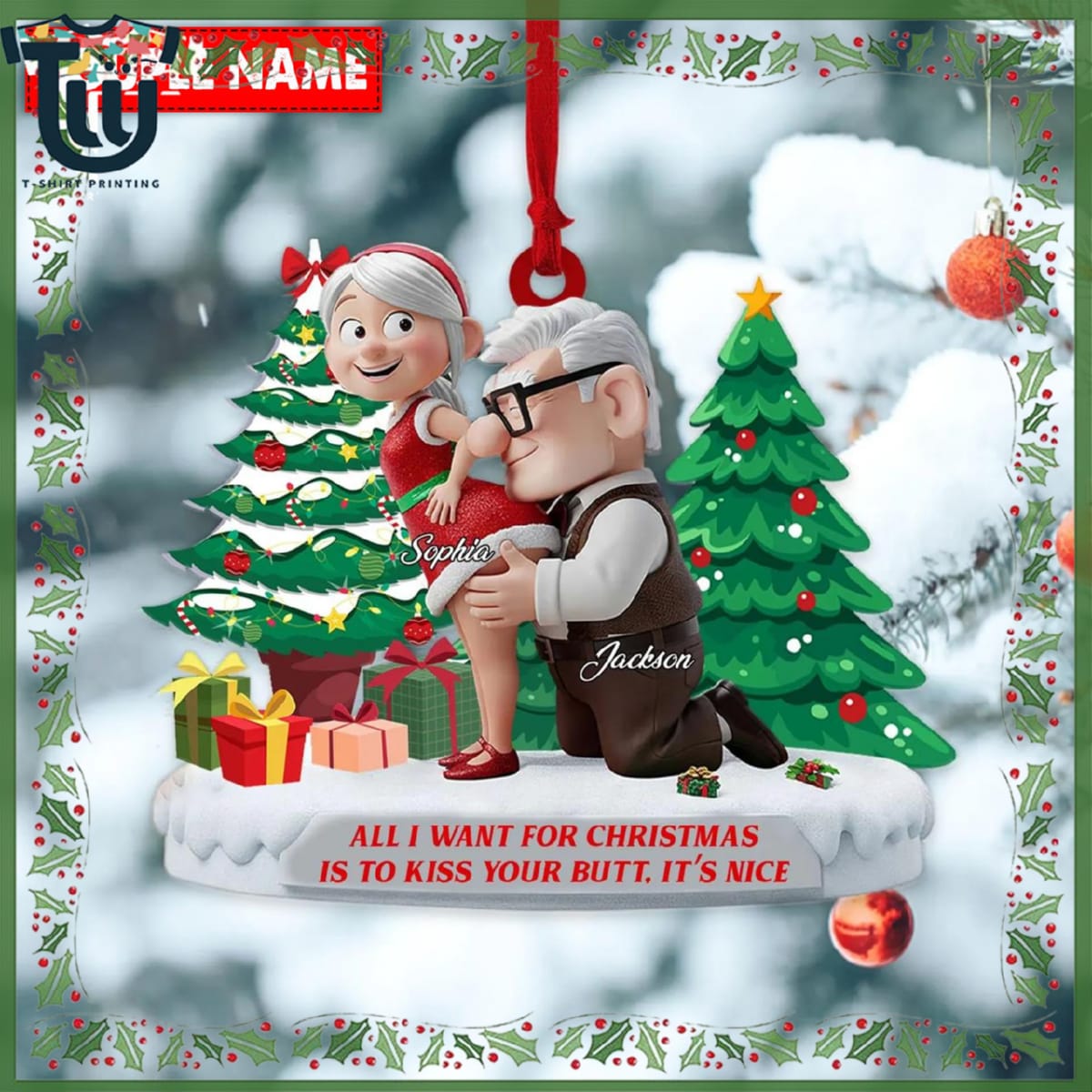 Personalized Old Couple Funny Christmas Ornament Personalized Old Couple Funny Christmas Ornament