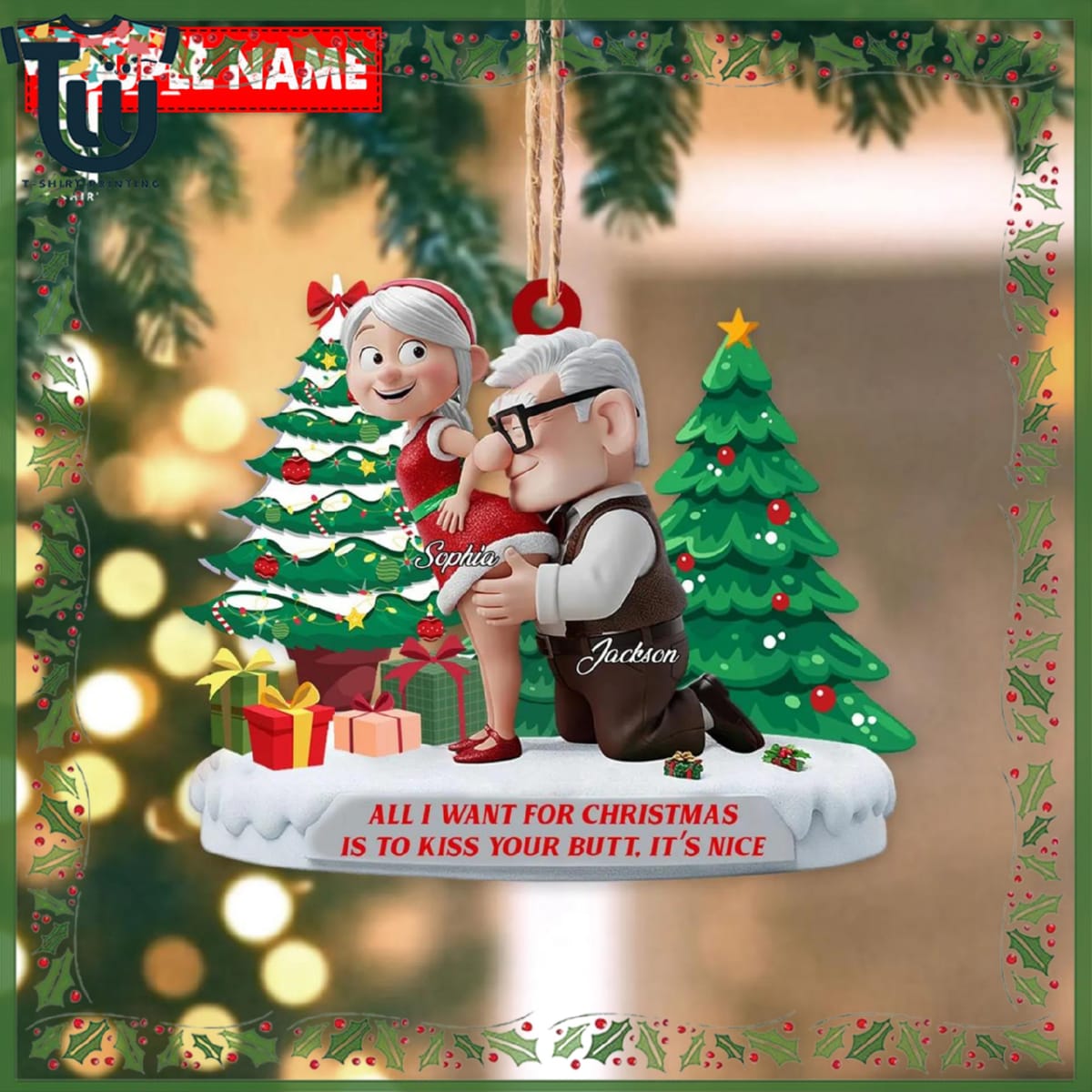 Personalized Old Couple Funny Christmas Ornament Personalized Old Couple Funny Christmas Ornament