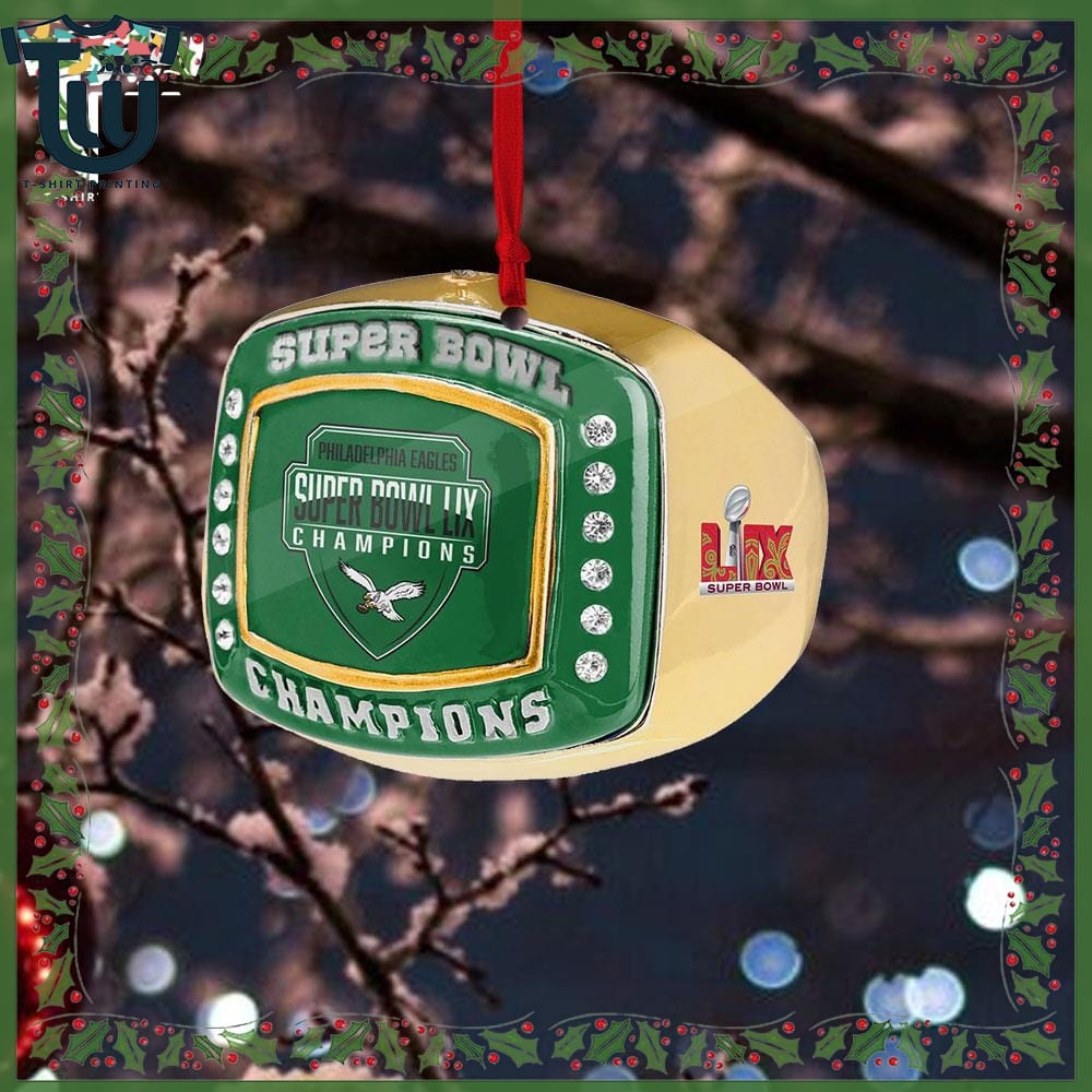 Philadelphia Eagles Super Bowl Lix Champions Kelly Green Ring Christmas Ornament Philadelphia Eagles Super Bowl Lix Champions Kelly Green Ring Christmas Ornament
