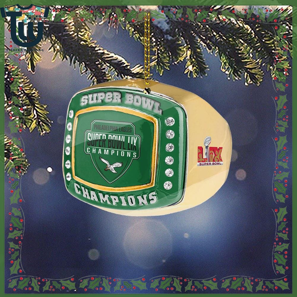 Philadelphia Eagles Super Bowl Lix Champions Kelly Green Ring Christmas Ornament Philadelphia Eagles Super Bowl Lix Champions Kelly Green Ring Christmas Ornament