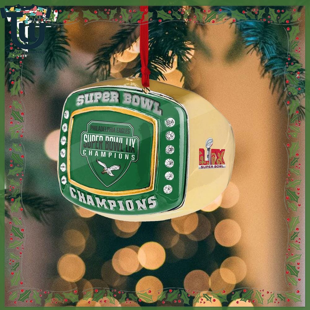 Philadelphia Eagles Super Bowl Lix Champions Kelly Green Ring Christmas Ornament Philadelphia Eagles Super Bowl Lix Champions Kelly Green Ring Christmas Ornament