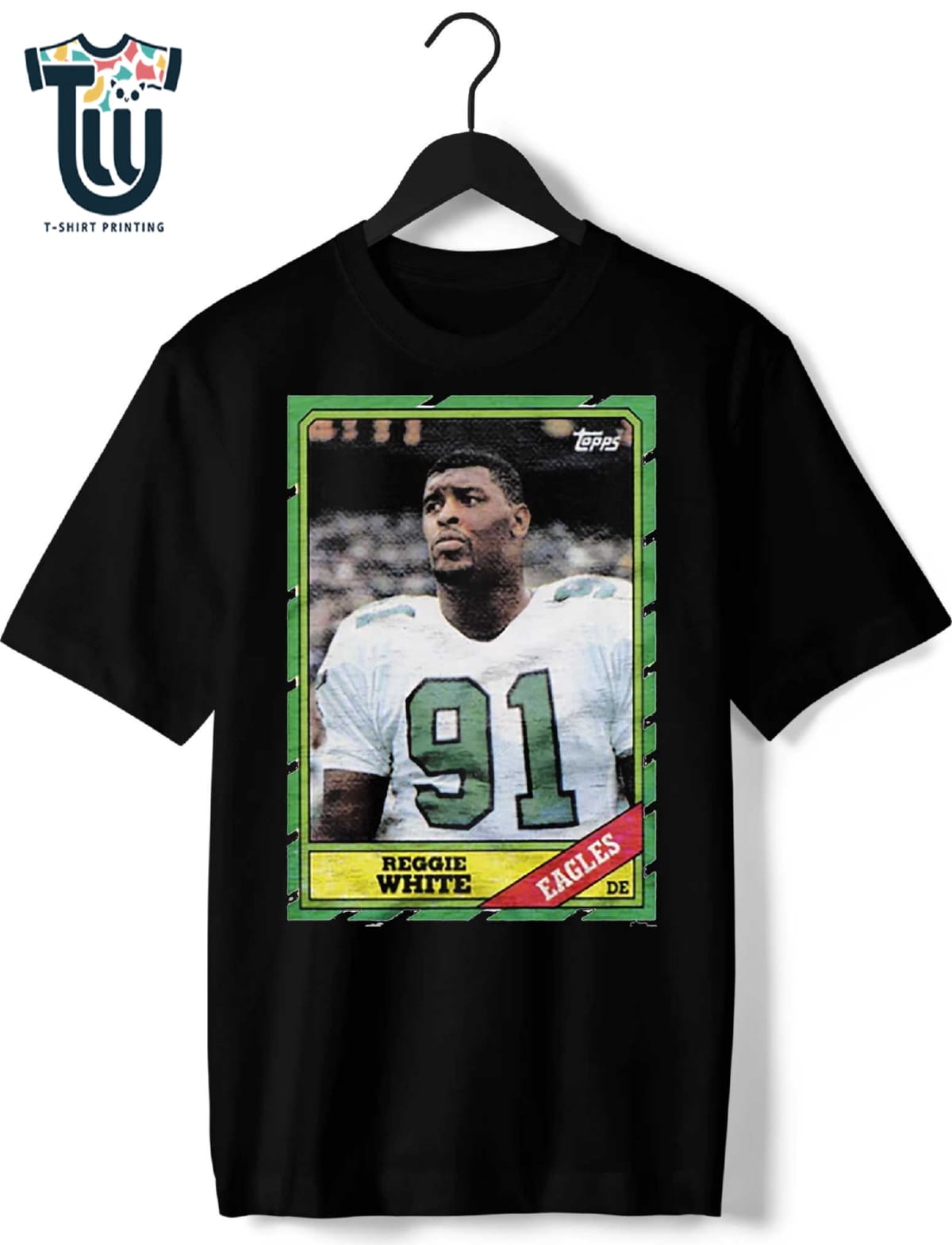 1986 Topps Football Reggie White Eagles T-shirt 1986 Topps Football Reggie White Eagles T-shirt