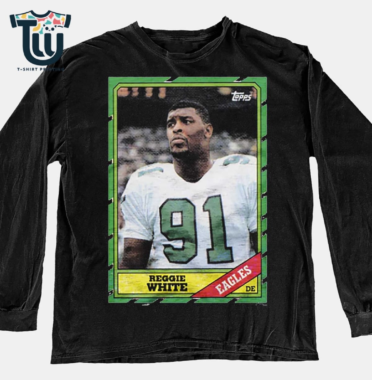 1986 Topps Football Reggie White Eagles T-shirt 1986 Topps Football Reggie White Eagles T-shirt