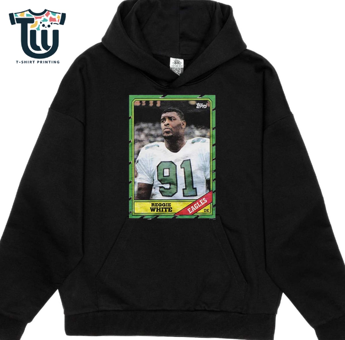 1986 Topps Football Reggie White Eagles T-shirt 1986 Topps Football Reggie White Eagles T-shirt