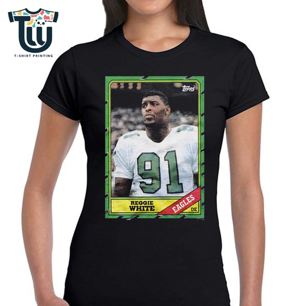 1986 Topps Football Reggie White Eagles T-shirt 1986 Topps Football Reggie White Eagles T-shirt