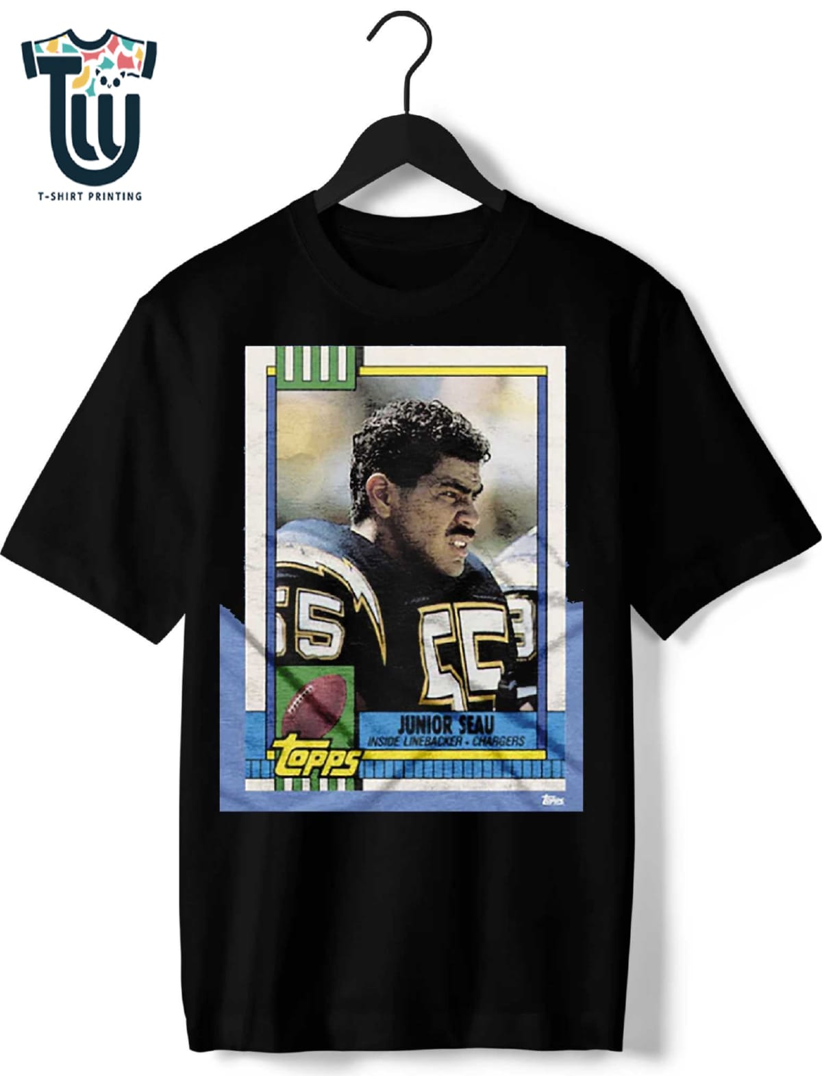 1990 Topps Football Junior Seau Chargers T-shirt 1990 Topps Football Junior Seau Chargers T-shirt