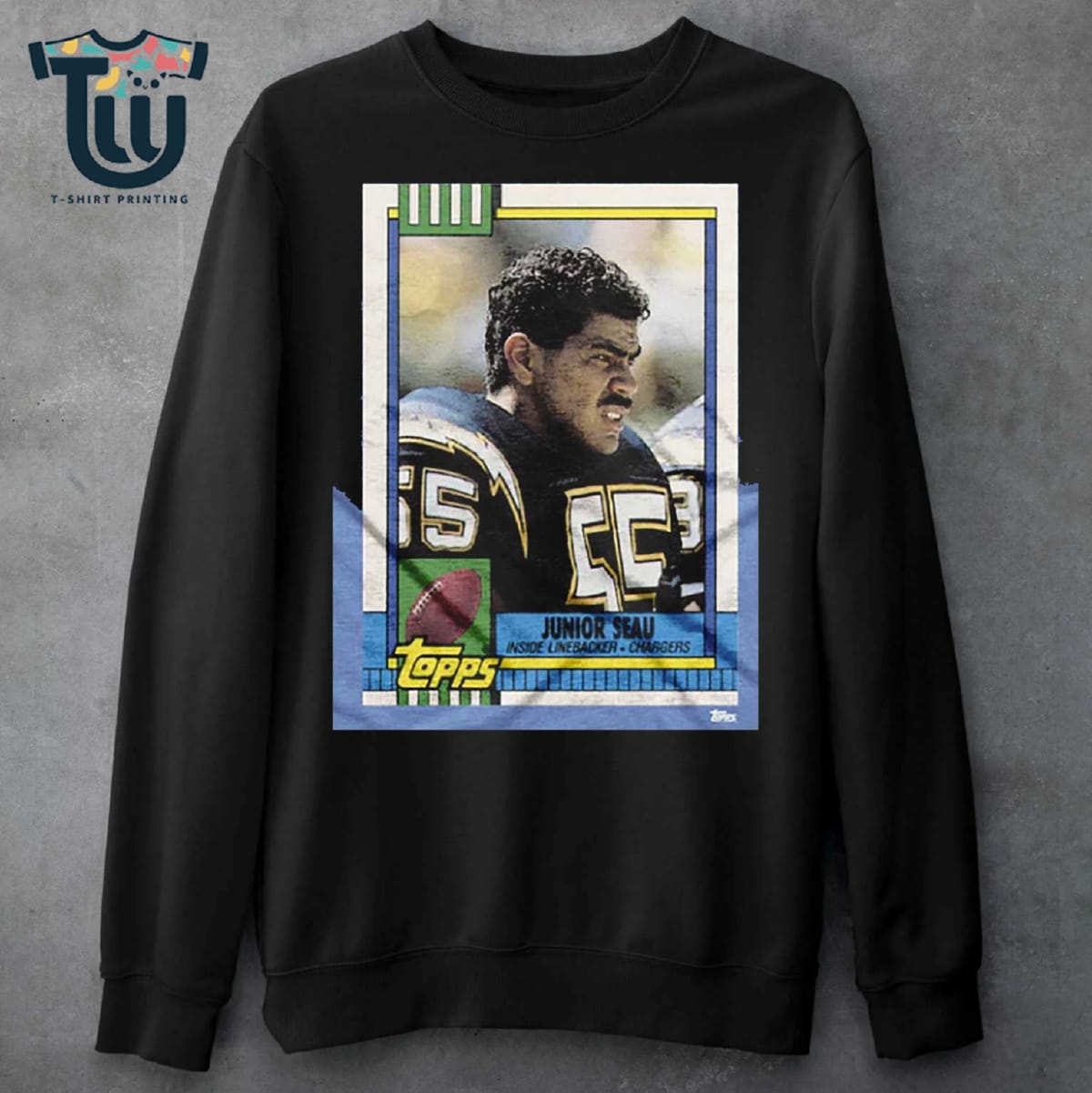 1990 Topps Football Junior Seau Chargers T-shirt 1990 Topps Football Junior Seau Chargers T-shirt