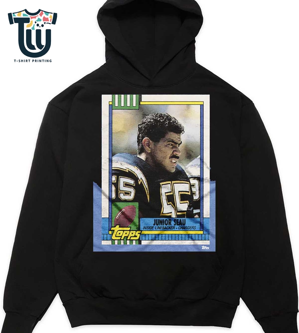 1990 Topps Football Junior Seau Chargers T-shirt 1990 Topps Football Junior Seau Chargers T-shirt