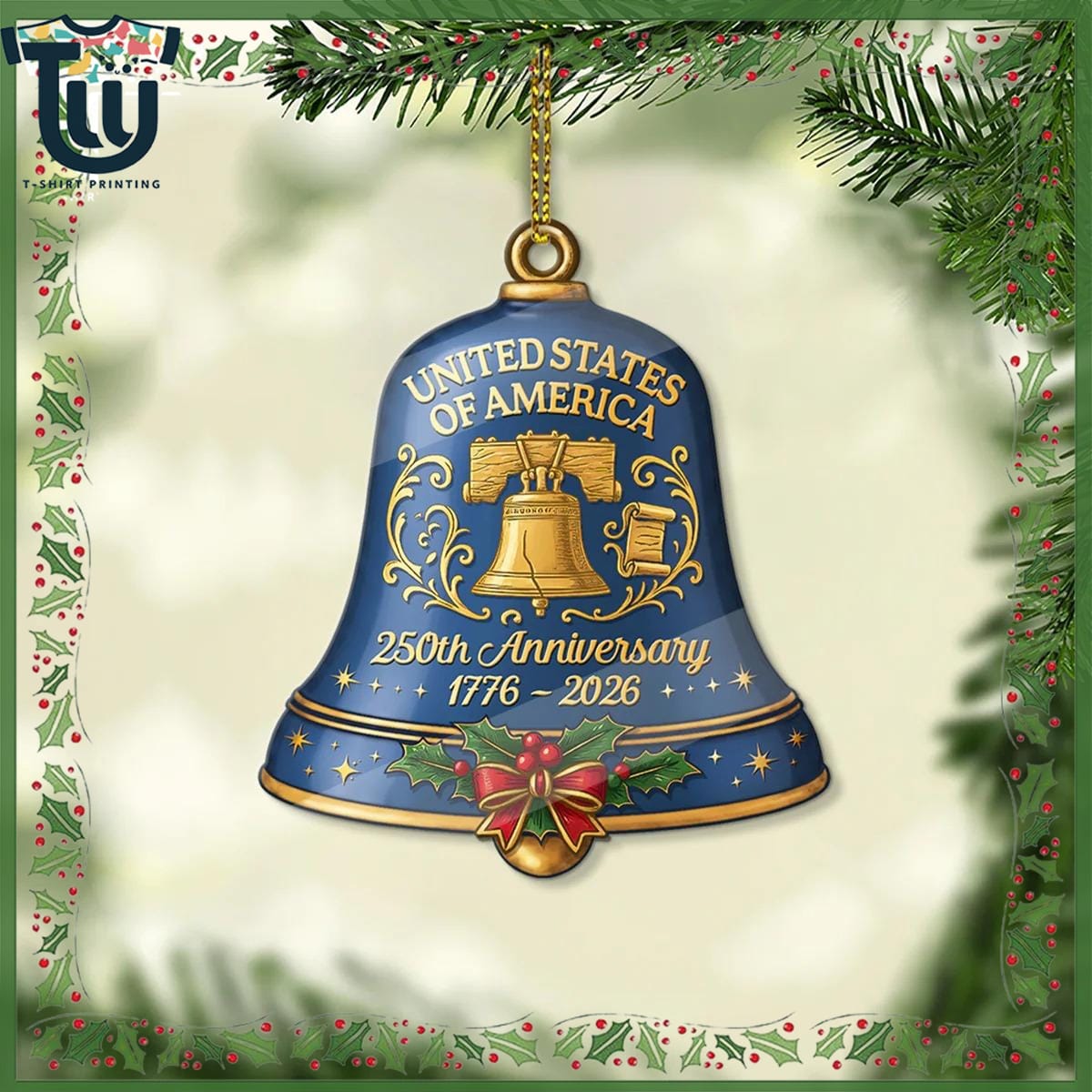 250 Years Usa United States 1776-2026 Bell Ornament