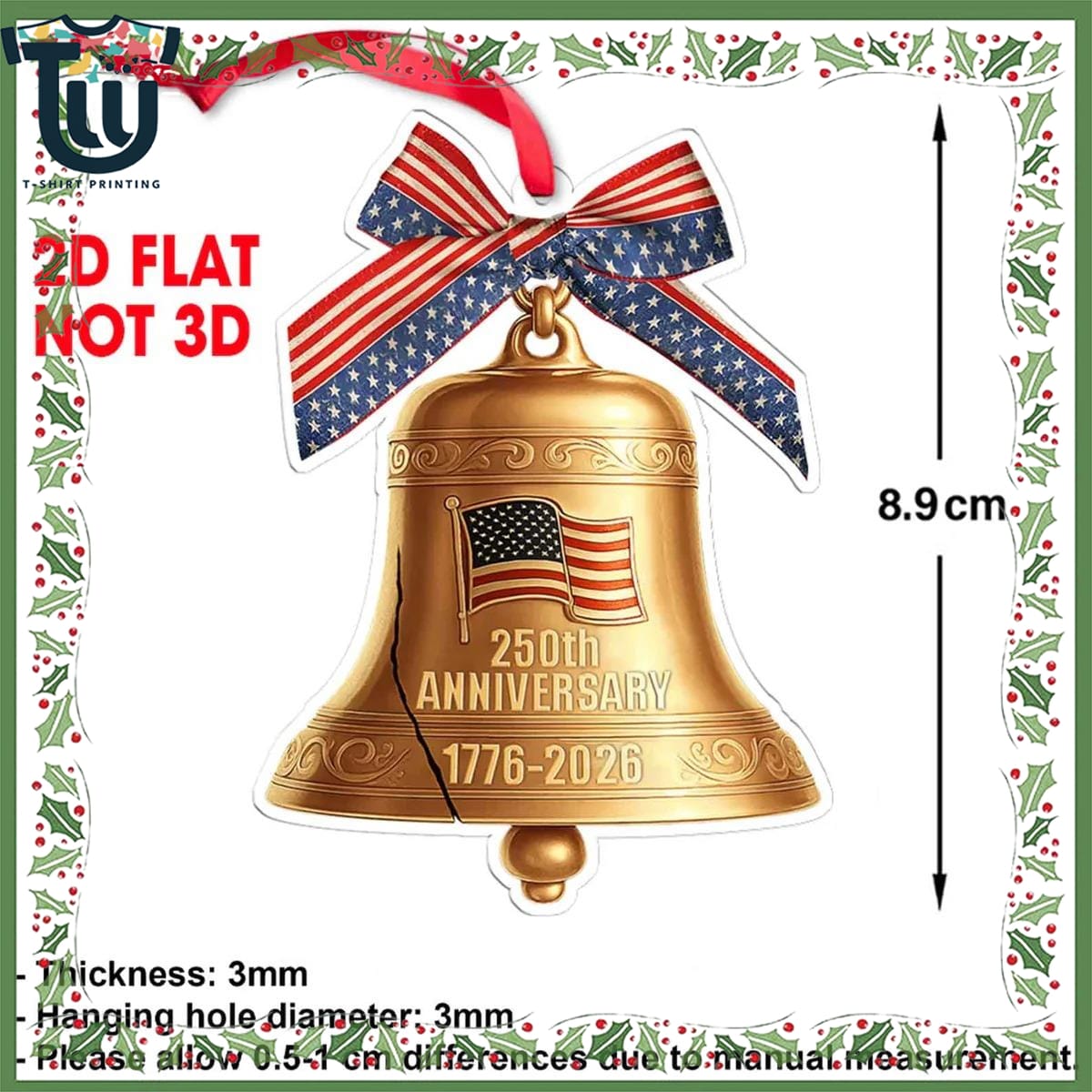 America 250 Years 17762026 Christmas Ornament America 250 Years 17762026 Christmas Ornament