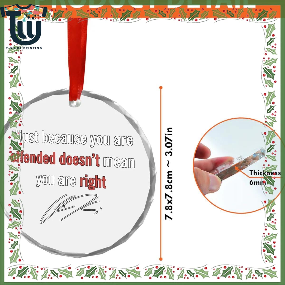 Charlie Kirk Memorial Glass Ornament