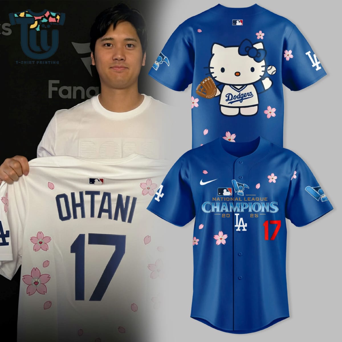 Los Angeles Dodgers X Hello Kitty 2025 Nlcs Champions Jersey