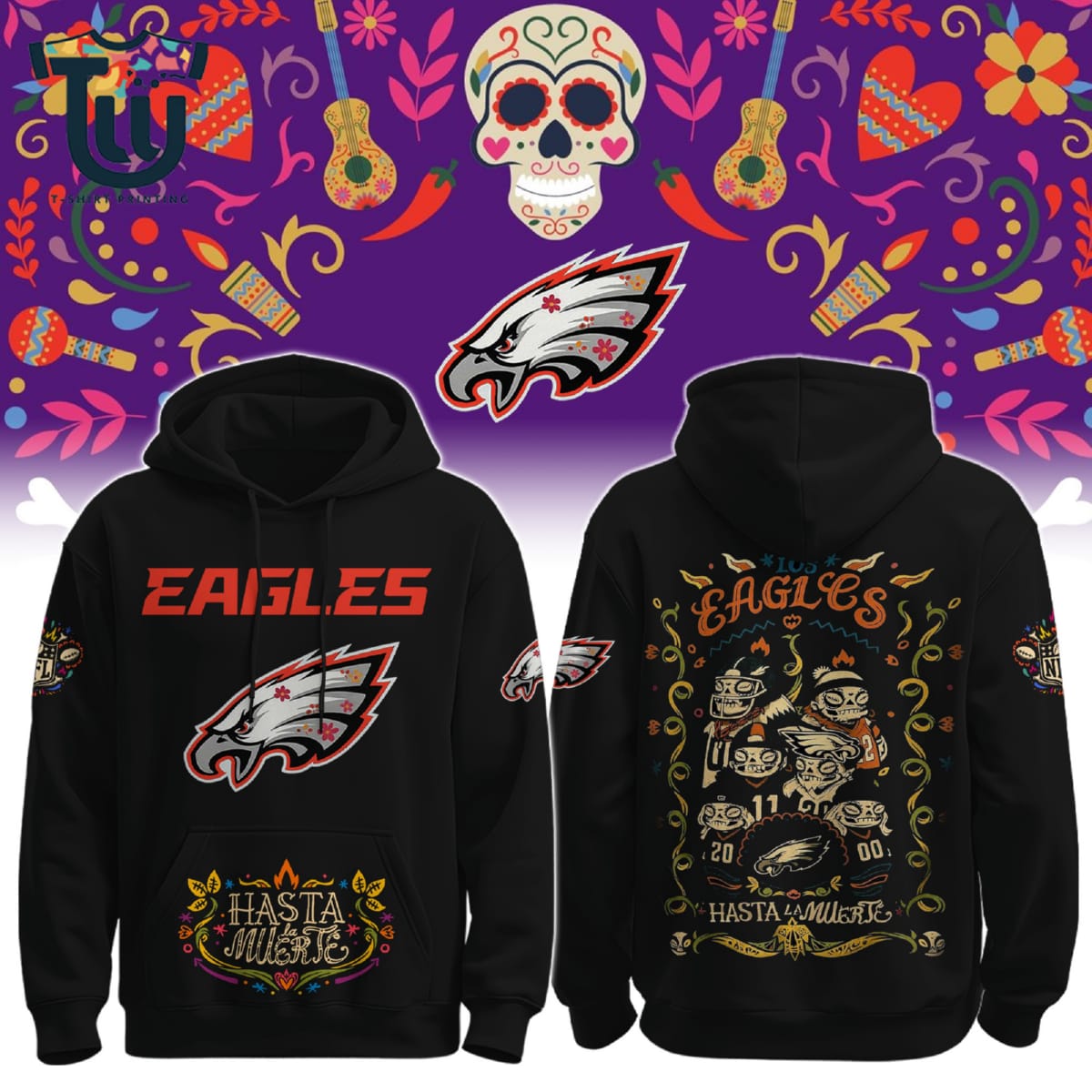 Philadelphia Eagles Hasta La Muerte 2025 Hoodie