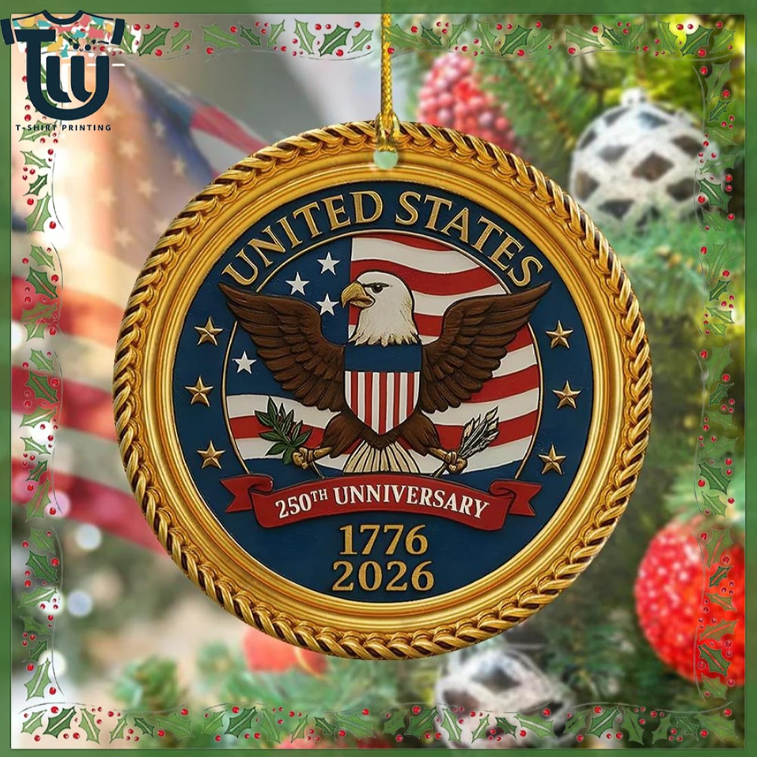 Usa 250th Anniversary Eagle Usa Flag Ceramic Ornaments Patriotic Gifts For Christmas Usa 250th Anniversary Eagle Usa Flag Ceramic Ornaments Patriotic Gifts For Christmas