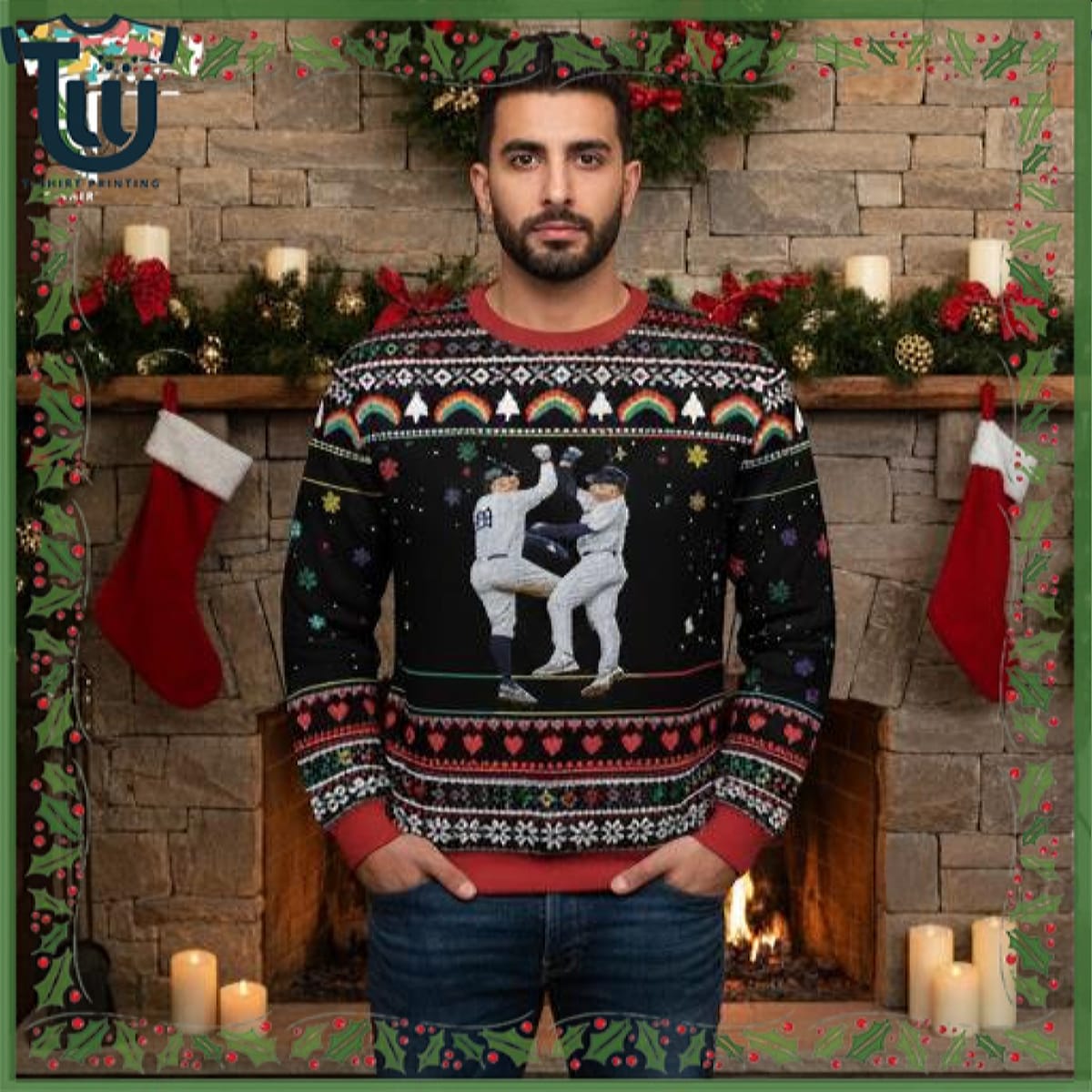 2025 Aaron Judge And Anthony Rizzo Ny Yankees Ugly Christmas Sweater