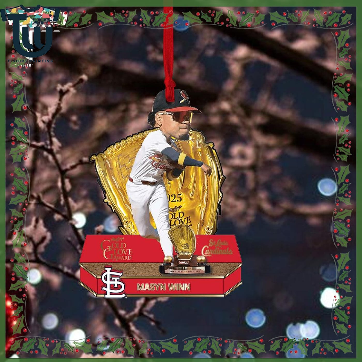 Masyn Winn St Louis Cardinals 2025 Gold Glove Bobblehead Christmas Ornament Masyn Winn St Louis Cardinals 2025 Gold Glove Bobblehead Christmas Ornament