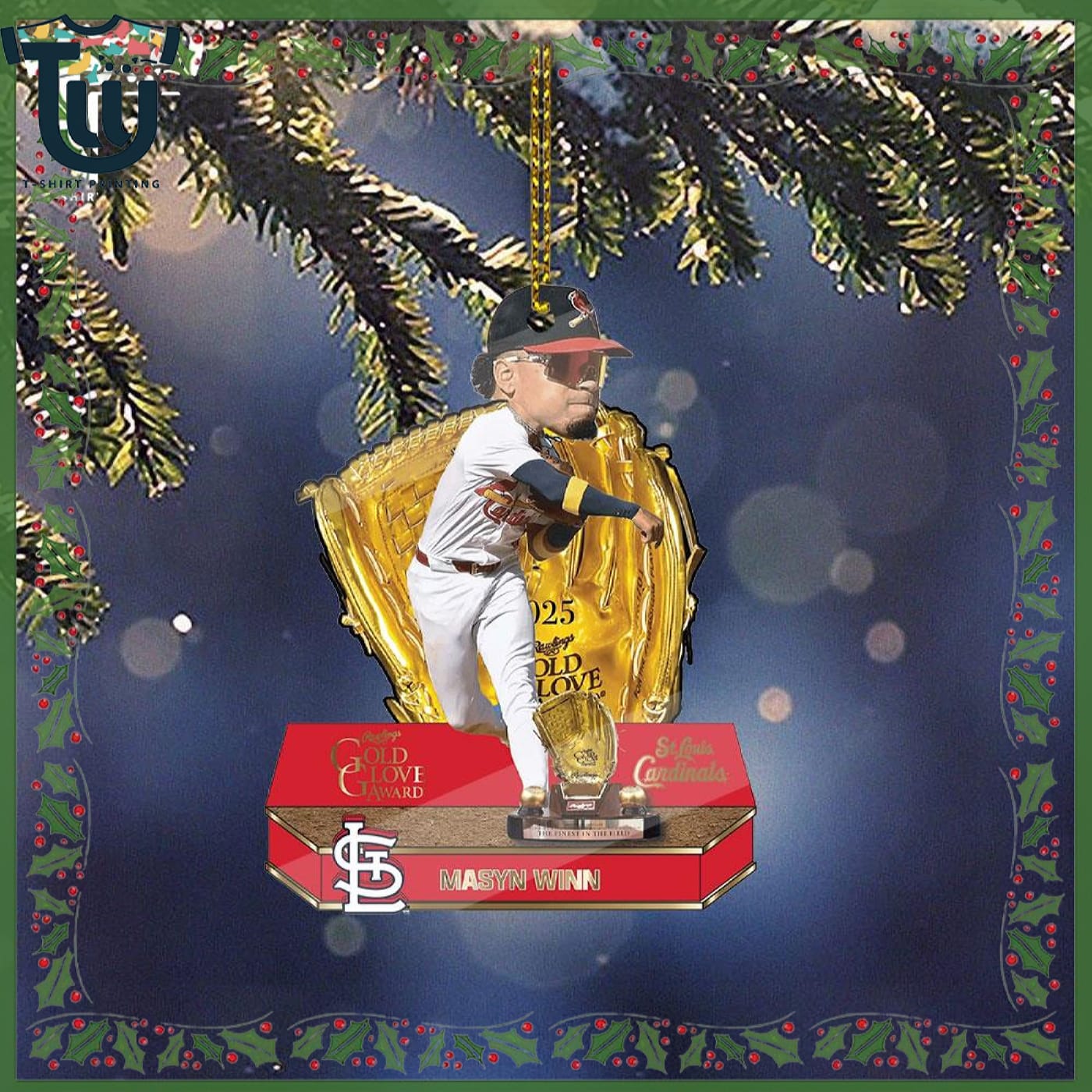 Masyn Winn St Louis Cardinals 2025 Gold Glove Bobblehead Christmas Ornament Masyn Winn St Louis Cardinals 2025 Gold Glove Bobblehead Christmas Ornament