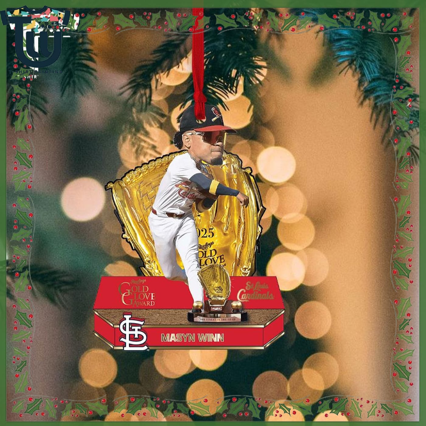 Masyn Winn St Louis Cardinals 2025 Gold Glove Bobblehead Christmas Ornament Masyn Winn St Louis Cardinals 2025 Gold Glove Bobblehead Christmas Ornament