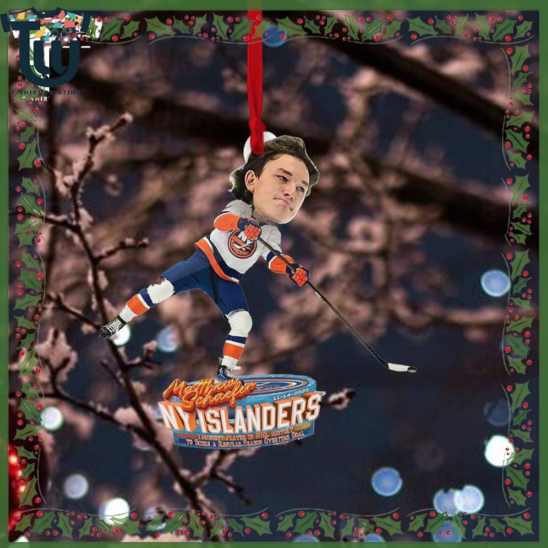 Matthew Schaefer New York Islanders Youngest Regular Season Overtime Goal Christmas Ornament Matthew Schaefer New York Islanders Youngest Regular Season Overtime Goal Christmas Ornament