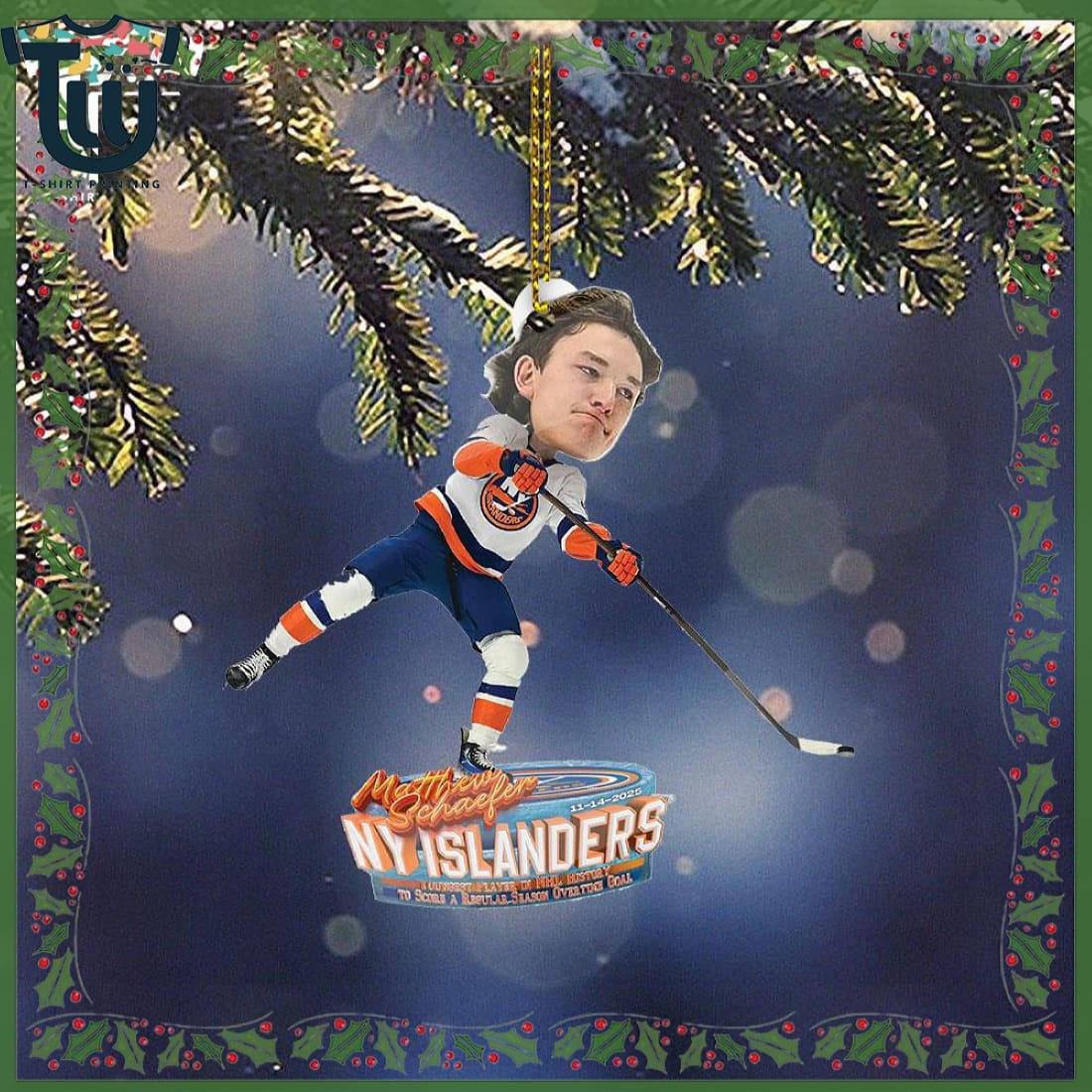 Matthew Schaefer New York Islanders Youngest Regular Season Overtime Goal Christmas Ornament Matthew Schaefer New York Islanders Youngest Regular Season Overtime Goal Christmas Ornament