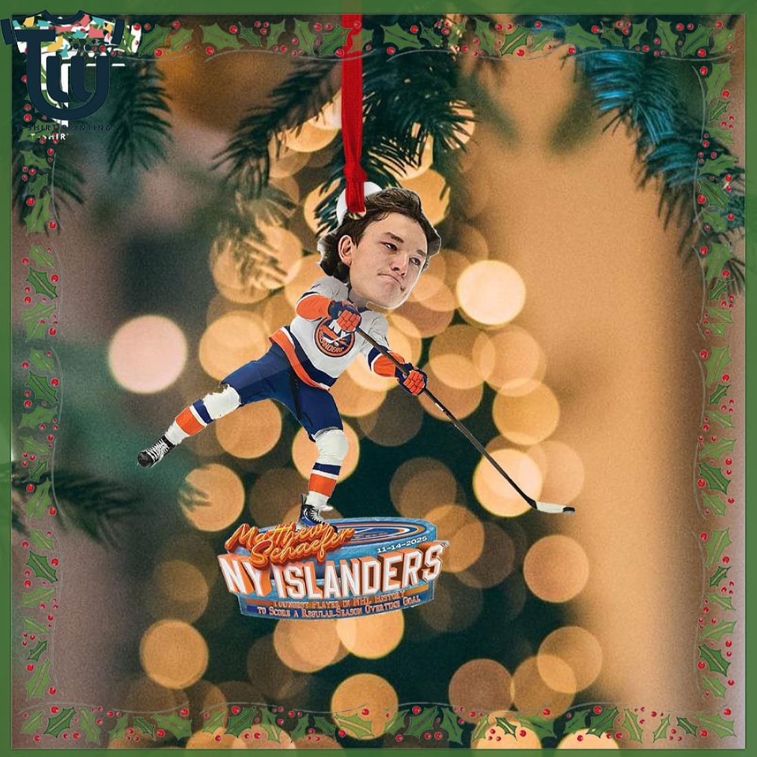Matthew Schaefer New York Islanders Youngest Regular Season Overtime Goal Christmas Ornament Matthew Schaefer New York Islanders Youngest Regular Season Overtime Goal Christmas Ornament