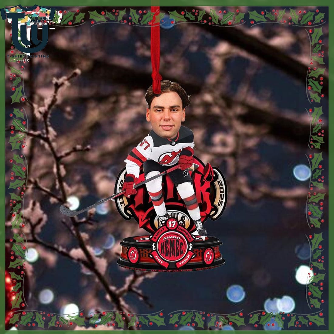 Simon Nemec New Jersey Devils Hat Trick Bobblehead Christmas Ornament