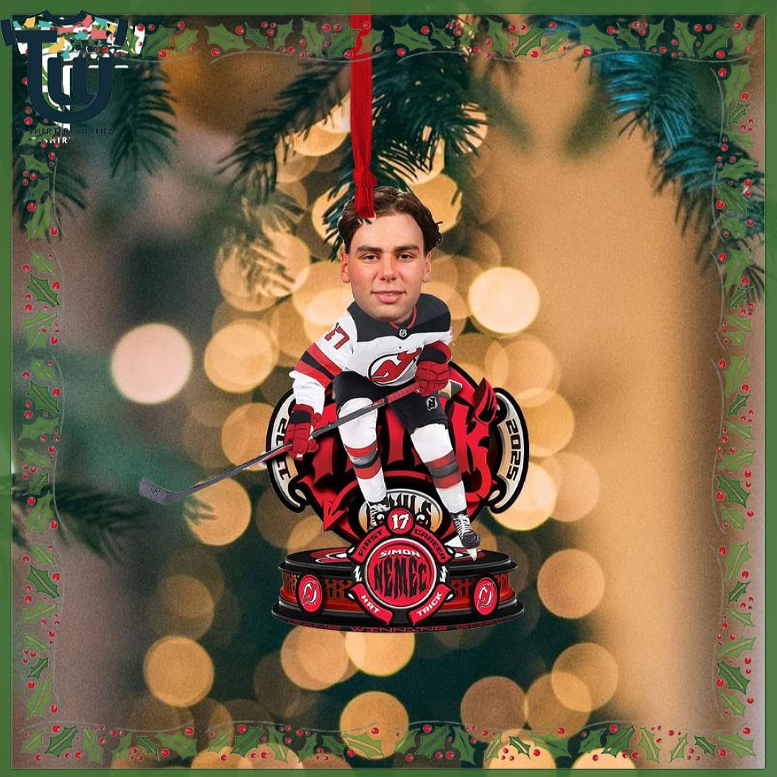 Simon Nemec New Jersey Devils Hat Trick Bobblehead Christmas Ornament Simon Nemec New Jersey Devils Hat Trick Bobblehead Christmas Ornament