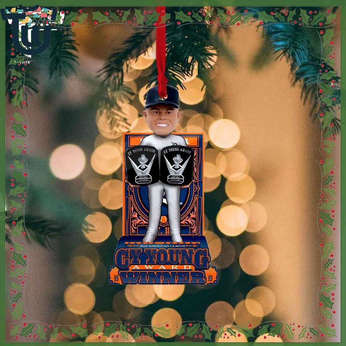 Tarik Skubal Detroit Tigers 2025 Al Cy Young Award Bobblehead Christmas Ornament Tarik Skubal Detroit Tigers 2025 Al Cy Young Award Bobblehead Christmas Ornament