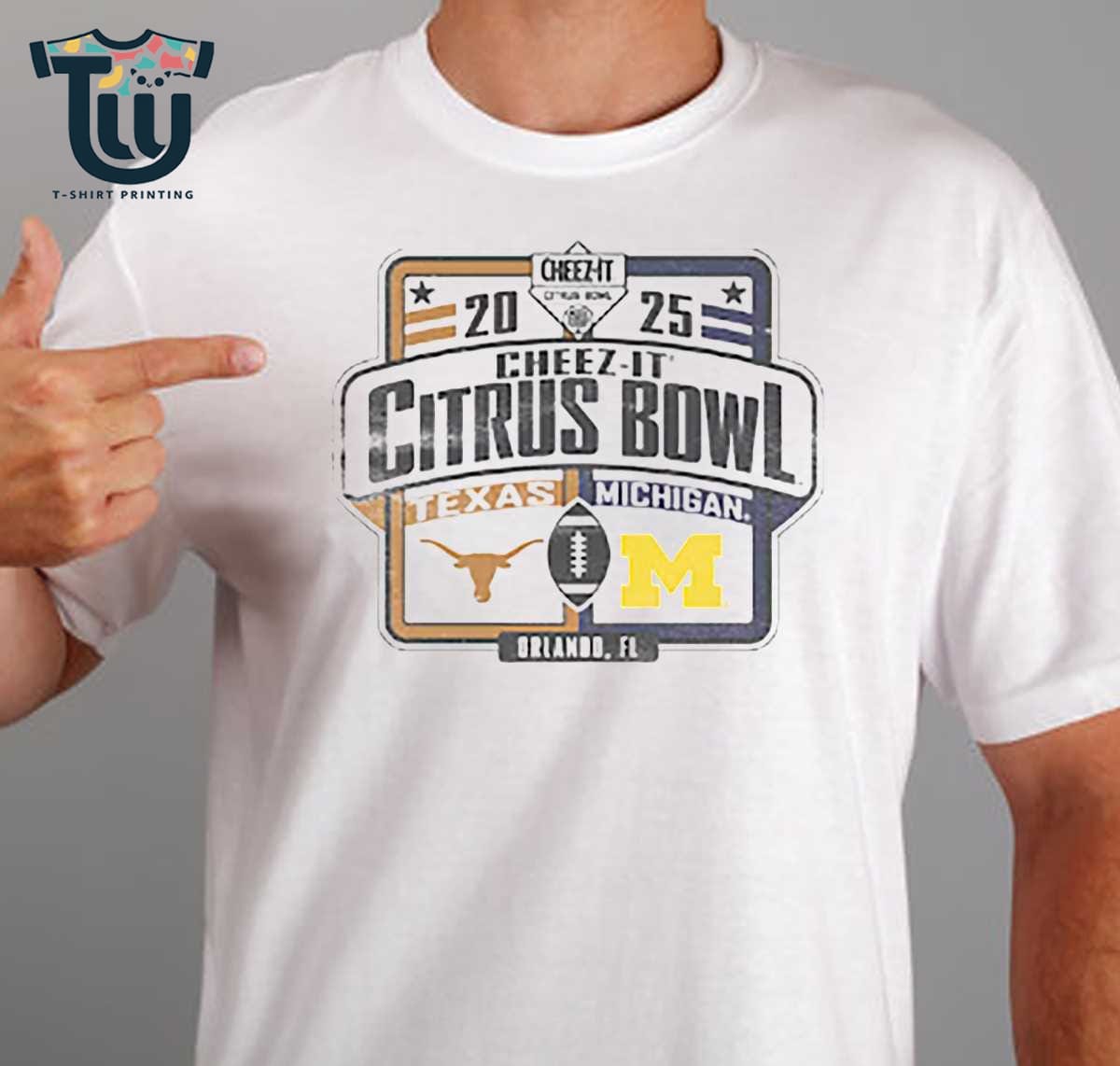 Michigan Wolverines Vs Texas Longhorns 2025 Cheez-it Citrus Bowl Matchup T-shirt
