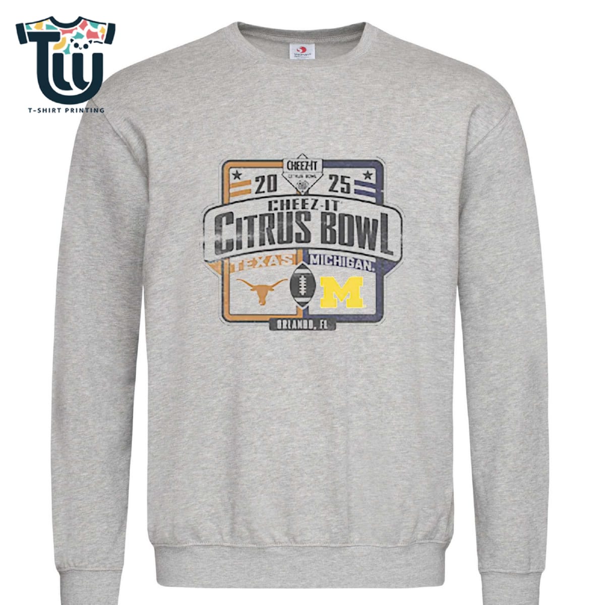 Michigan Wolverines Vs Texas Longhorns 2025 Cheez-it Citrus Bowl Matchup T-shirt Michigan Wolverines Vs Texas Longhorns 2025 Cheez-it Citrus Bowl Matchup T-shirt